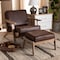 Baxton Studio Sigrid Brown Upholstered Oak Wood 2-Piece Armchair and Ottoman Set 162-10567-10405 - alternate 4